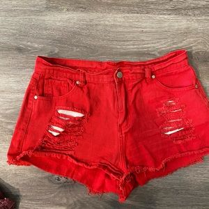 High waisted denim shorts